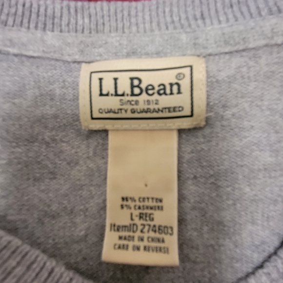 L.L.Bean V-neck Long Sleeve Lightweight Gray Sweater Men Size L - Picture 2 of 3
